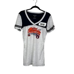 Blue 84 Auburn Tigers Shirt Womens XLarge White Navy Tee 2014 BCS Short Sleeve